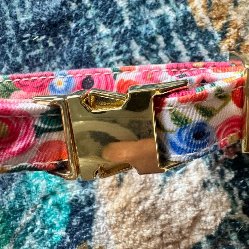 The Foggy Dog x Rifle Paper Co Floral Dog Harness with Gold Buckles XS